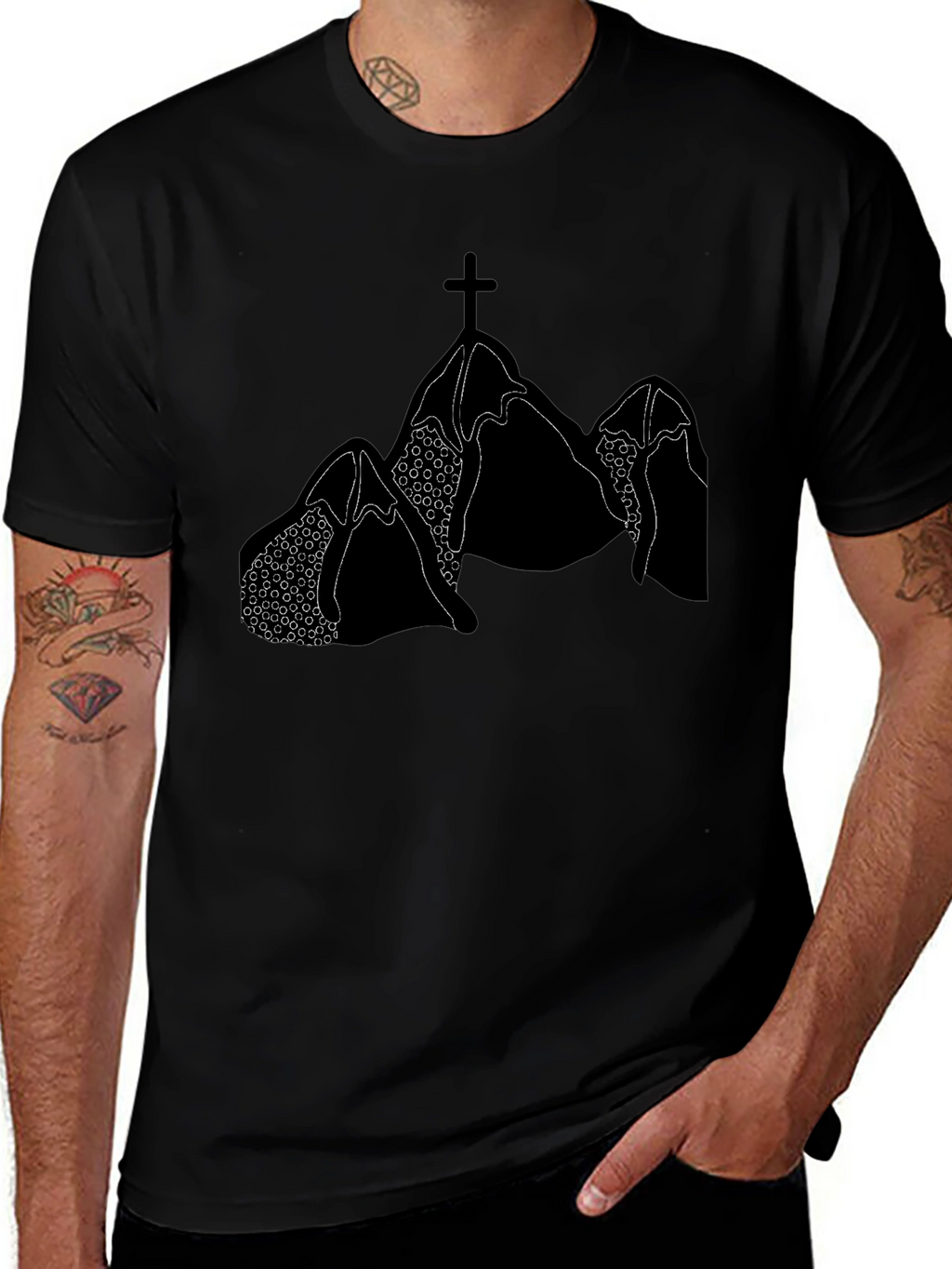 Mountain Cross Graphic Tee - Black