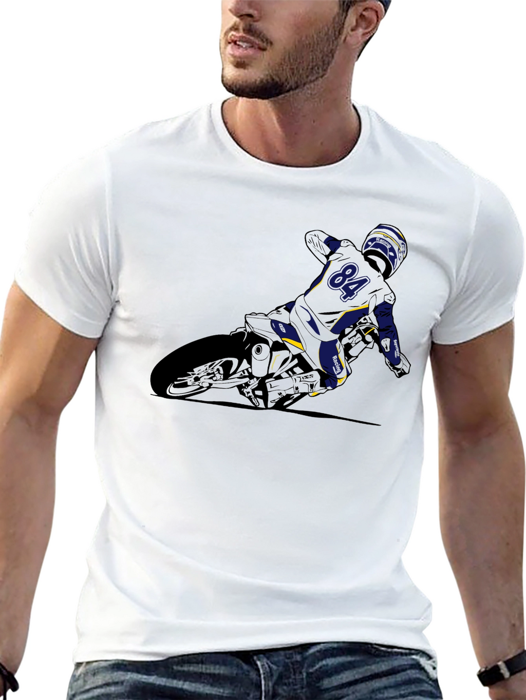Motorcycle Rider Graphic Tee - Black