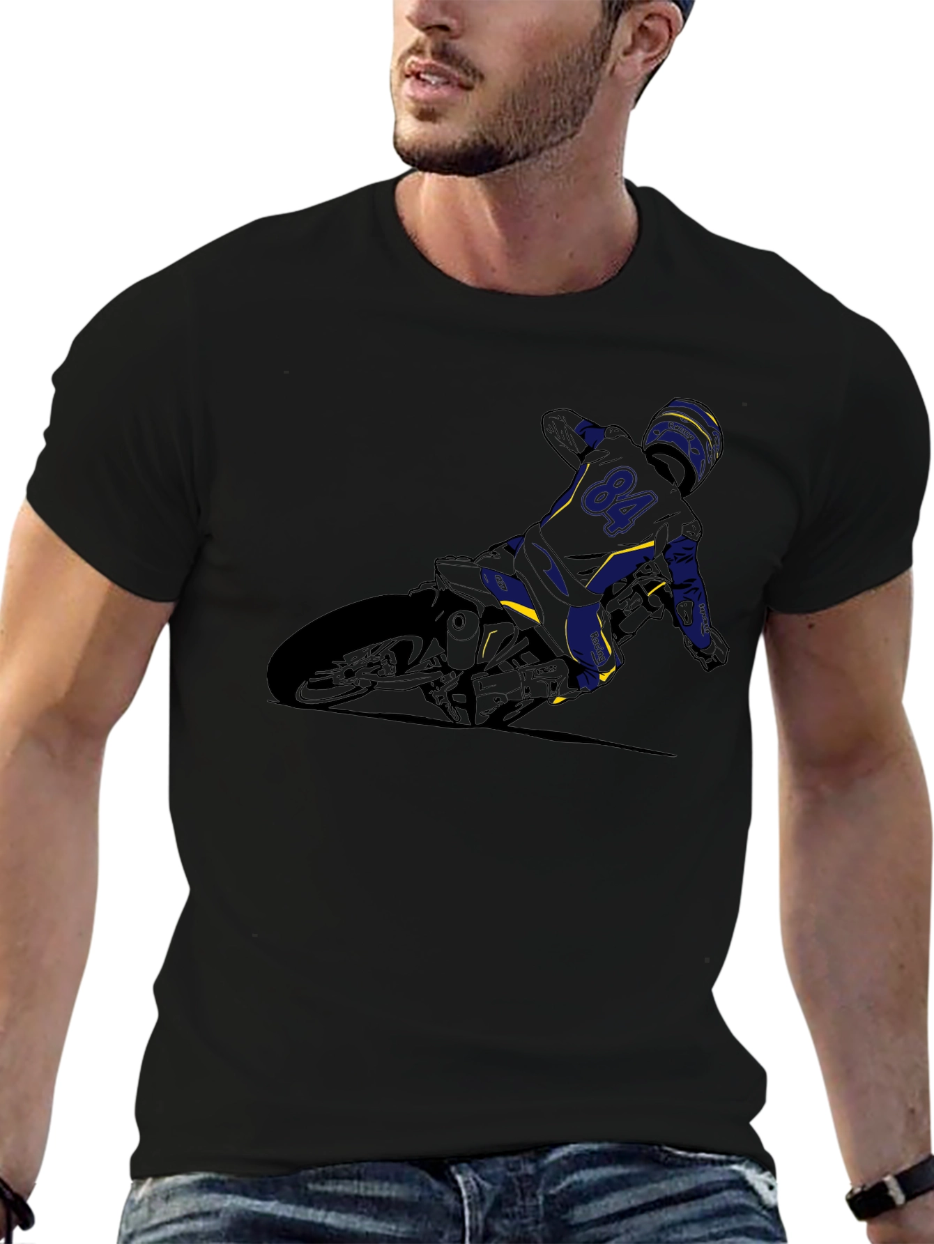Motorcycle Rider Graphic Tee - Black