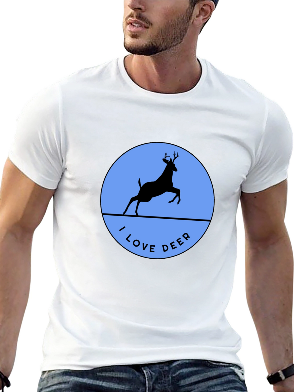 I Love Deer T-Shirt - Black Crew Neck