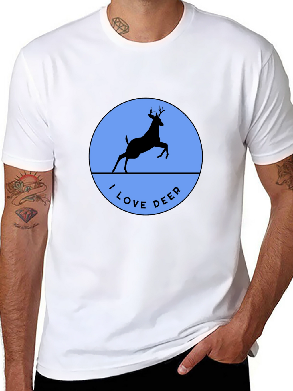 I Love Deer T-Shirt - Black Crew Neck