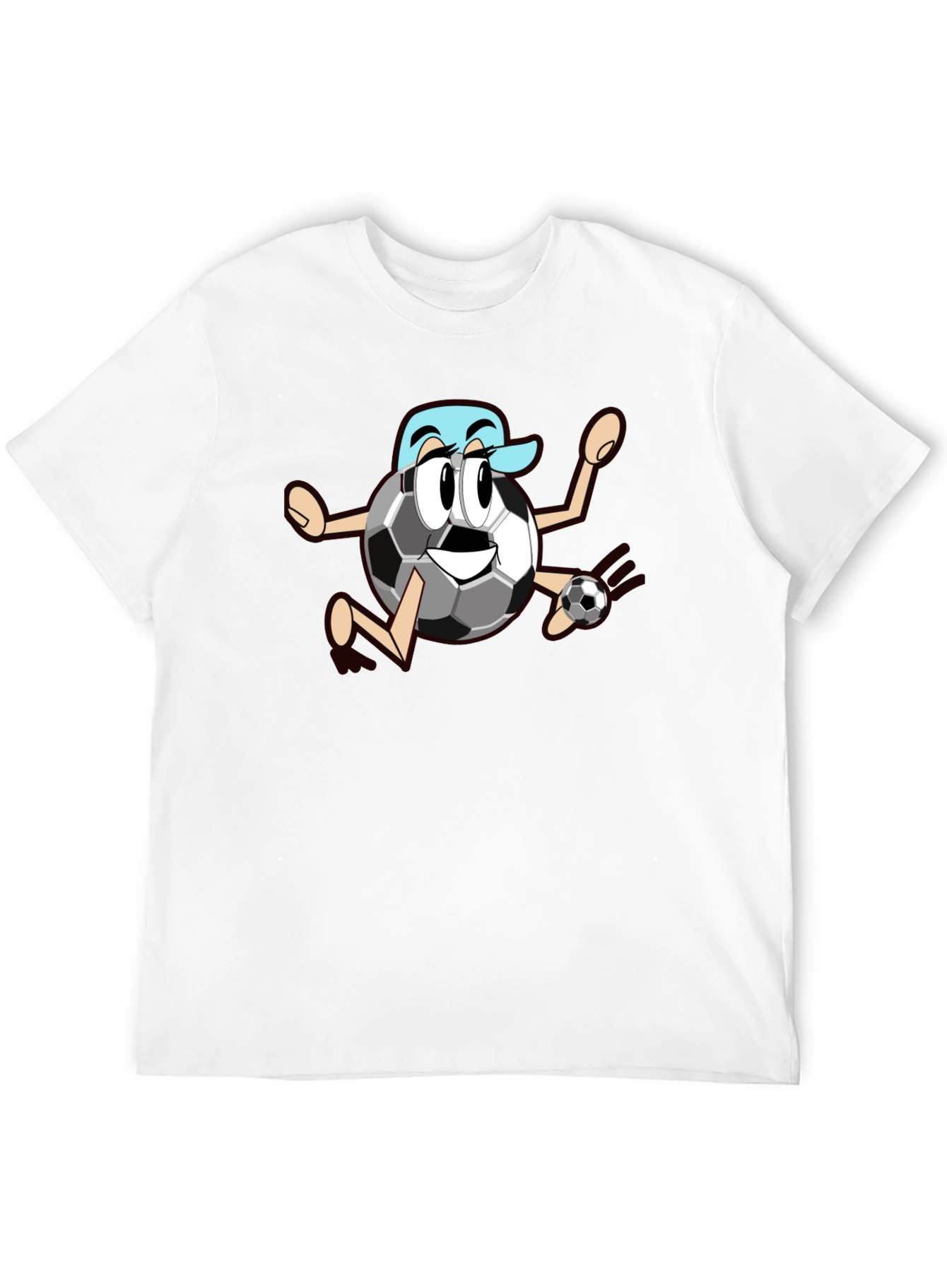 Funny Soccer Ball Cartoon Black T-Shirt