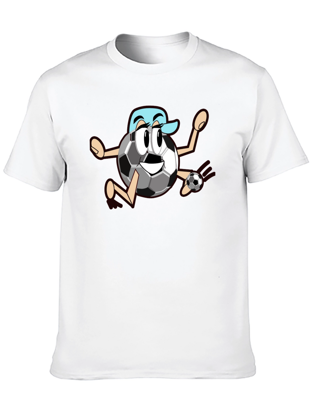 Funny Soccer Ball Cartoon Black T-Shirt