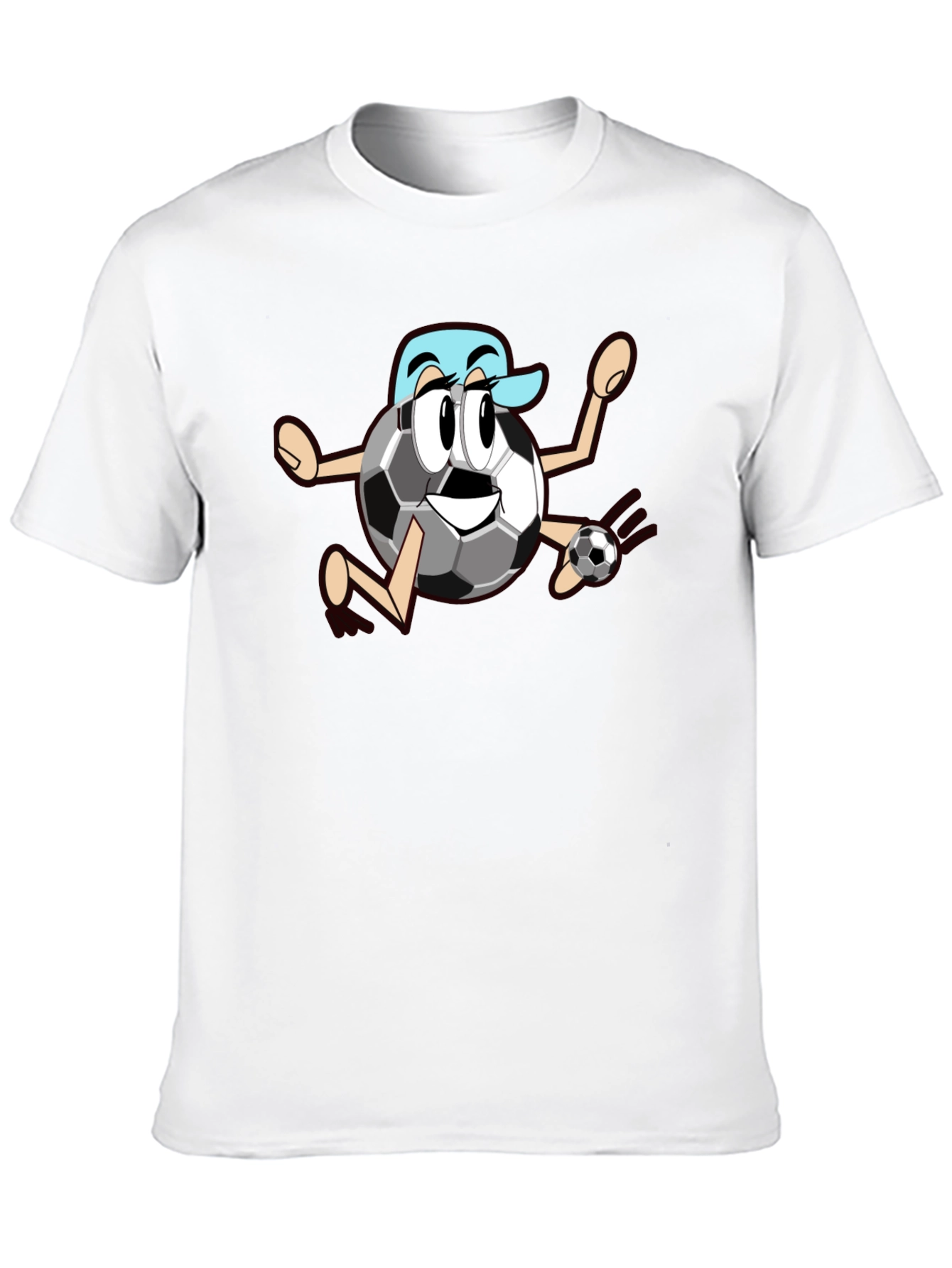Funny Soccer Ball Cartoon Black T-Shirt