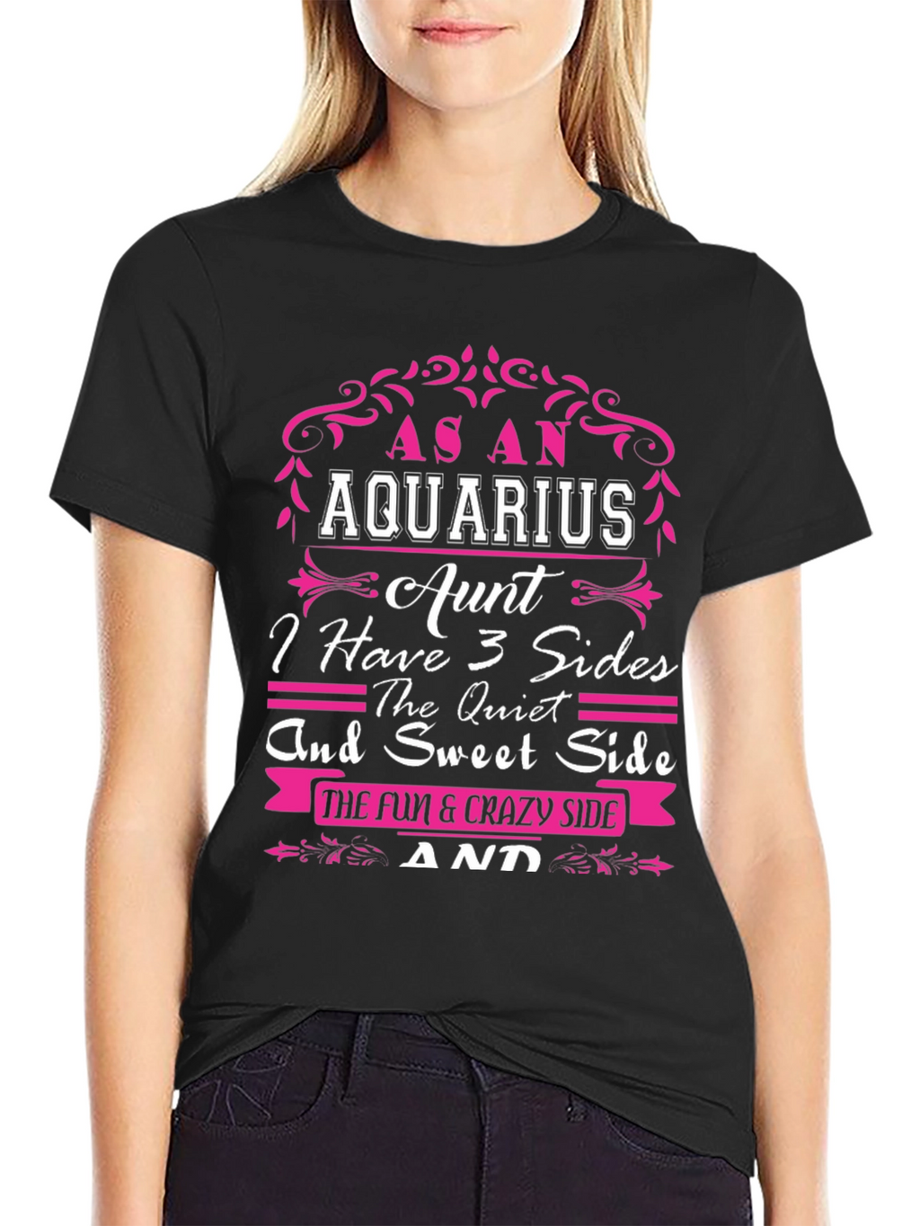 Aquarius Aunt Graphic T-Shirt - Three Sides