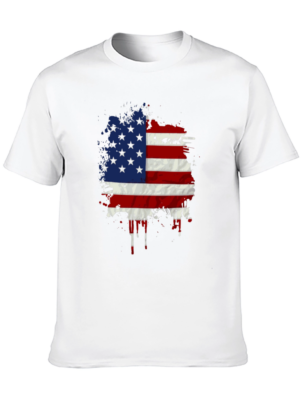 American Flag Splatter Print Black T-Shirt