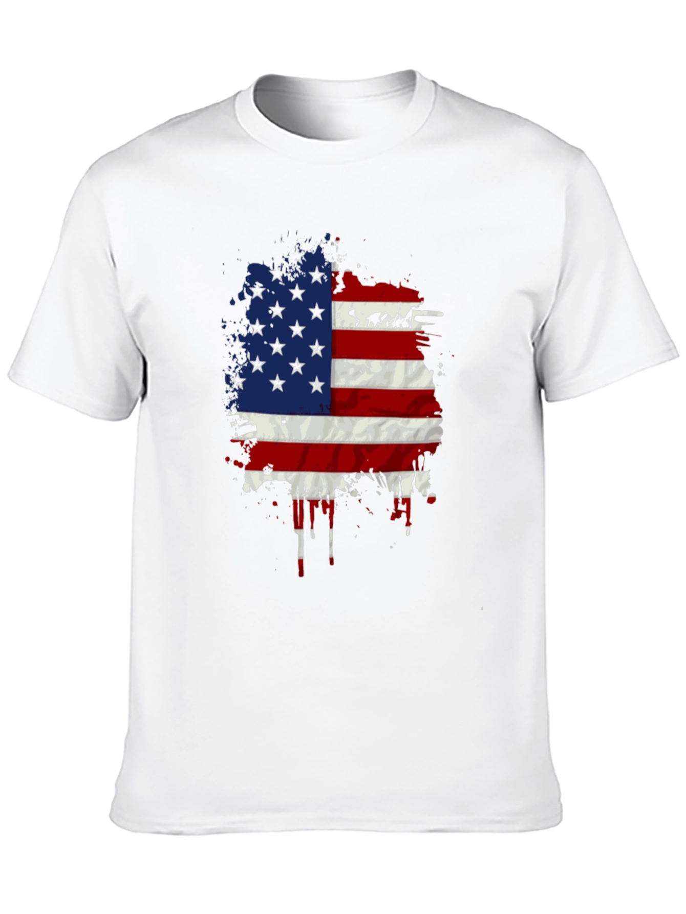 American Flag Splatter Print Black T-Shirt