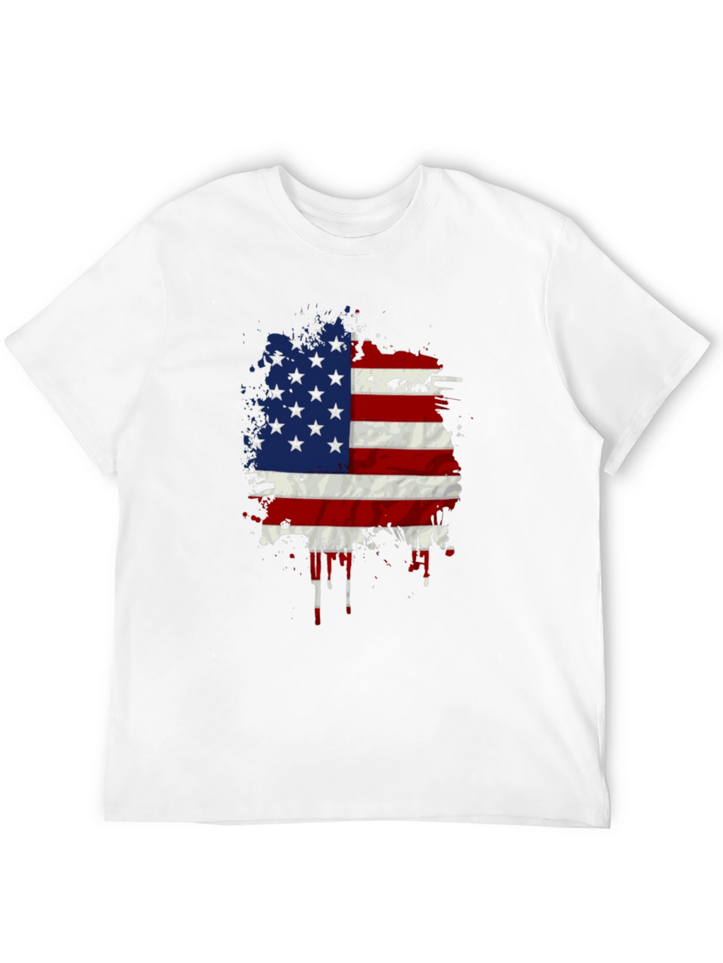 American Flag Splatter Print Black T-Shirt