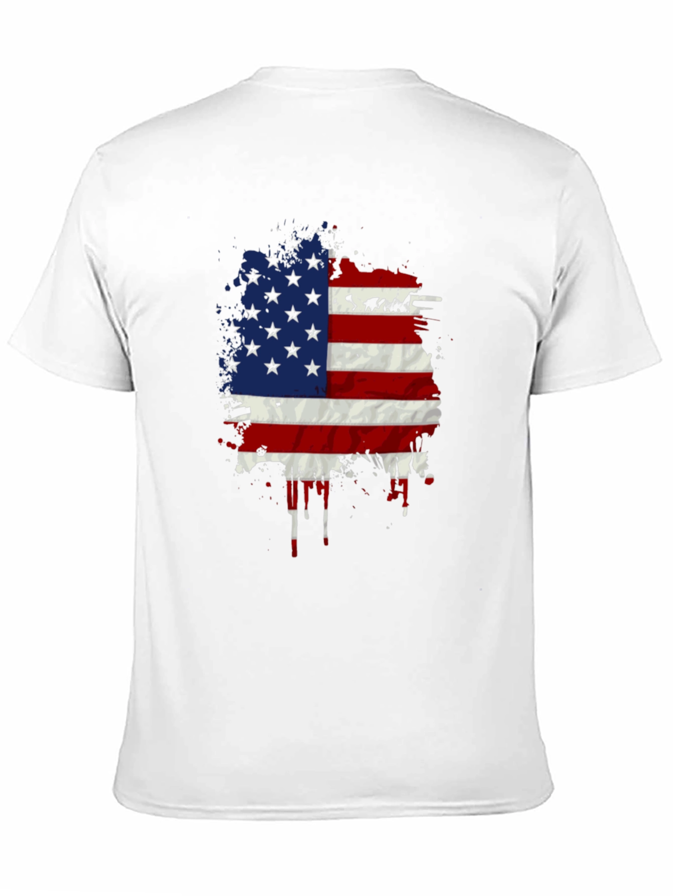 American Flag Splatter Print Black T-Shirt