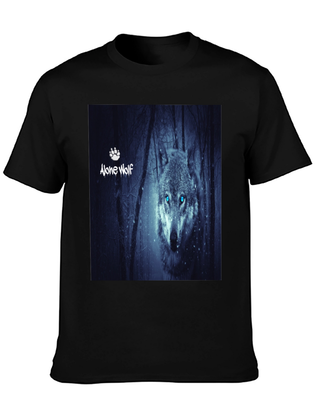 Alone Wolf Graphic T-Shirt Mens Black Tee