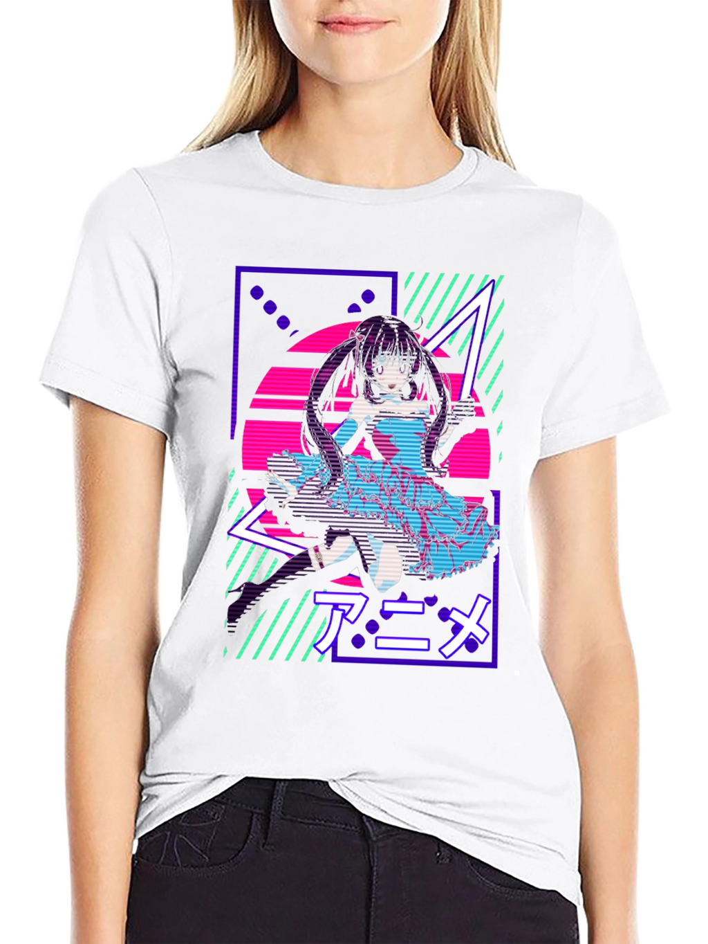 Anime Girl Retro T-Shirt - Vaporwave Design