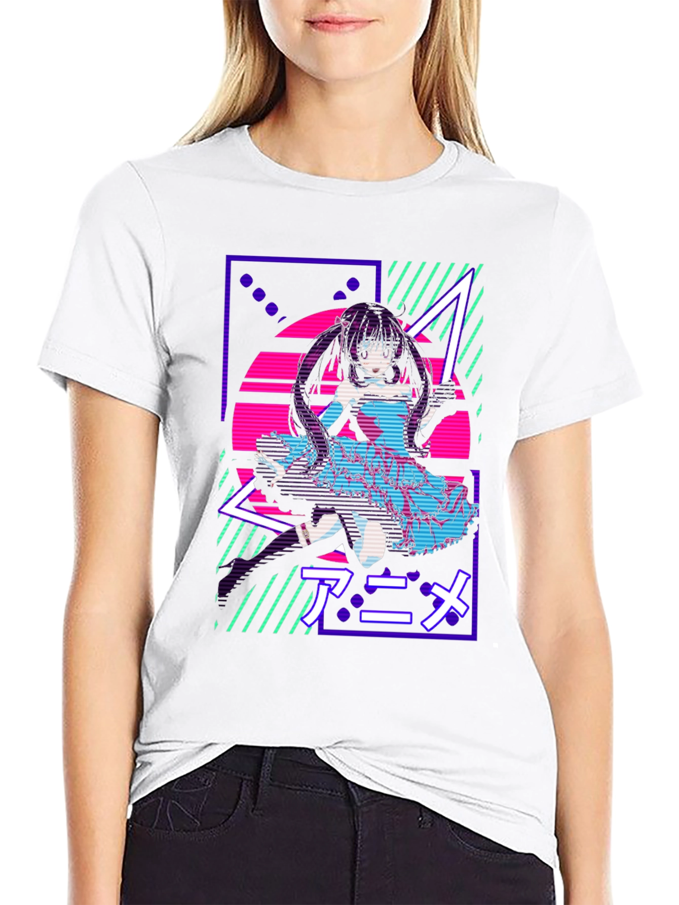 Anime Girl Retro T-Shirt - Vaporwave Design