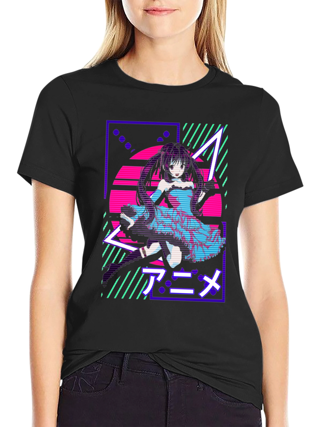 Anime Girl Retro T-Shirt - Vaporwave Design