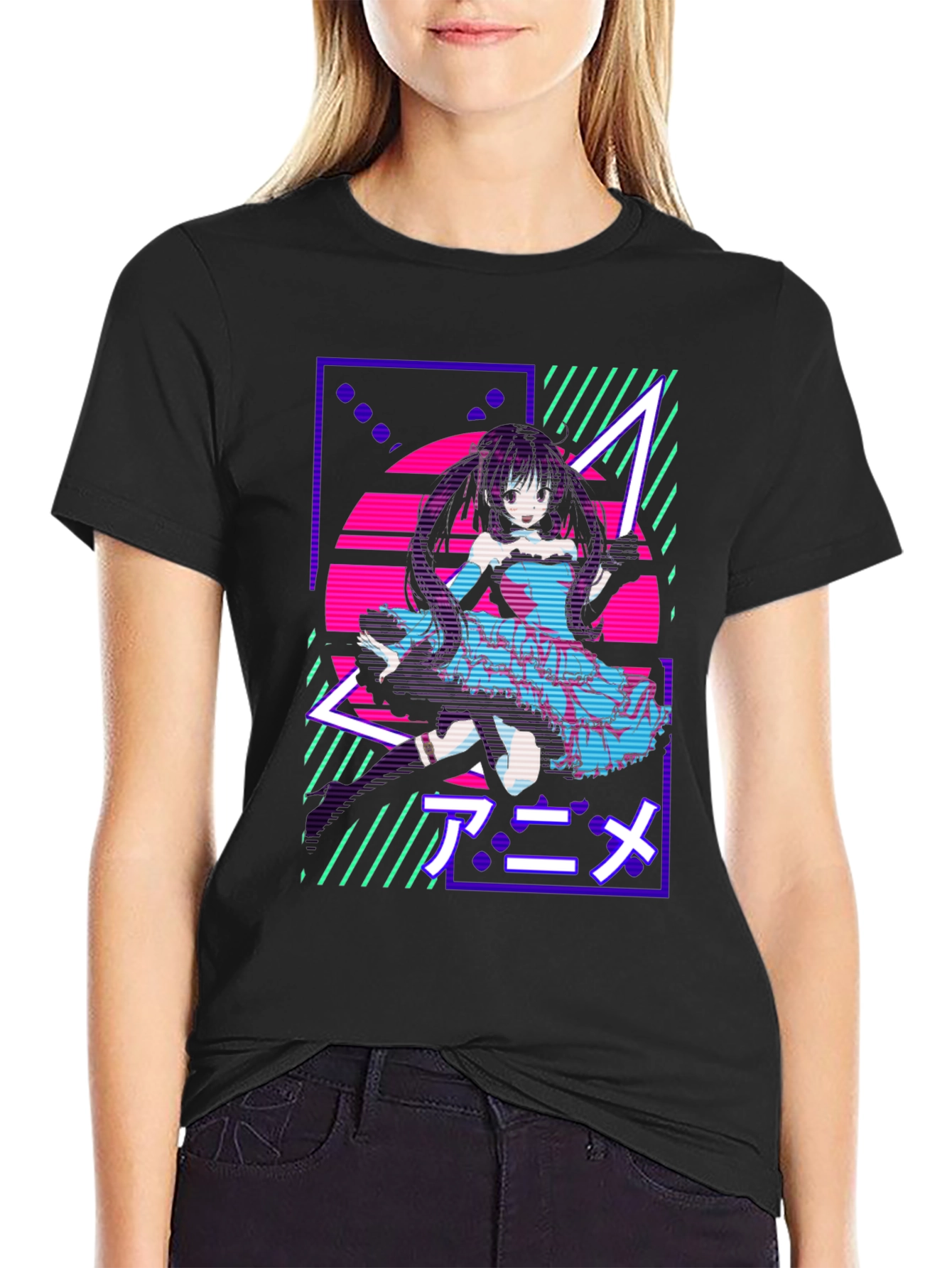 Anime Girl Retro T-Shirt - Vaporwave Design