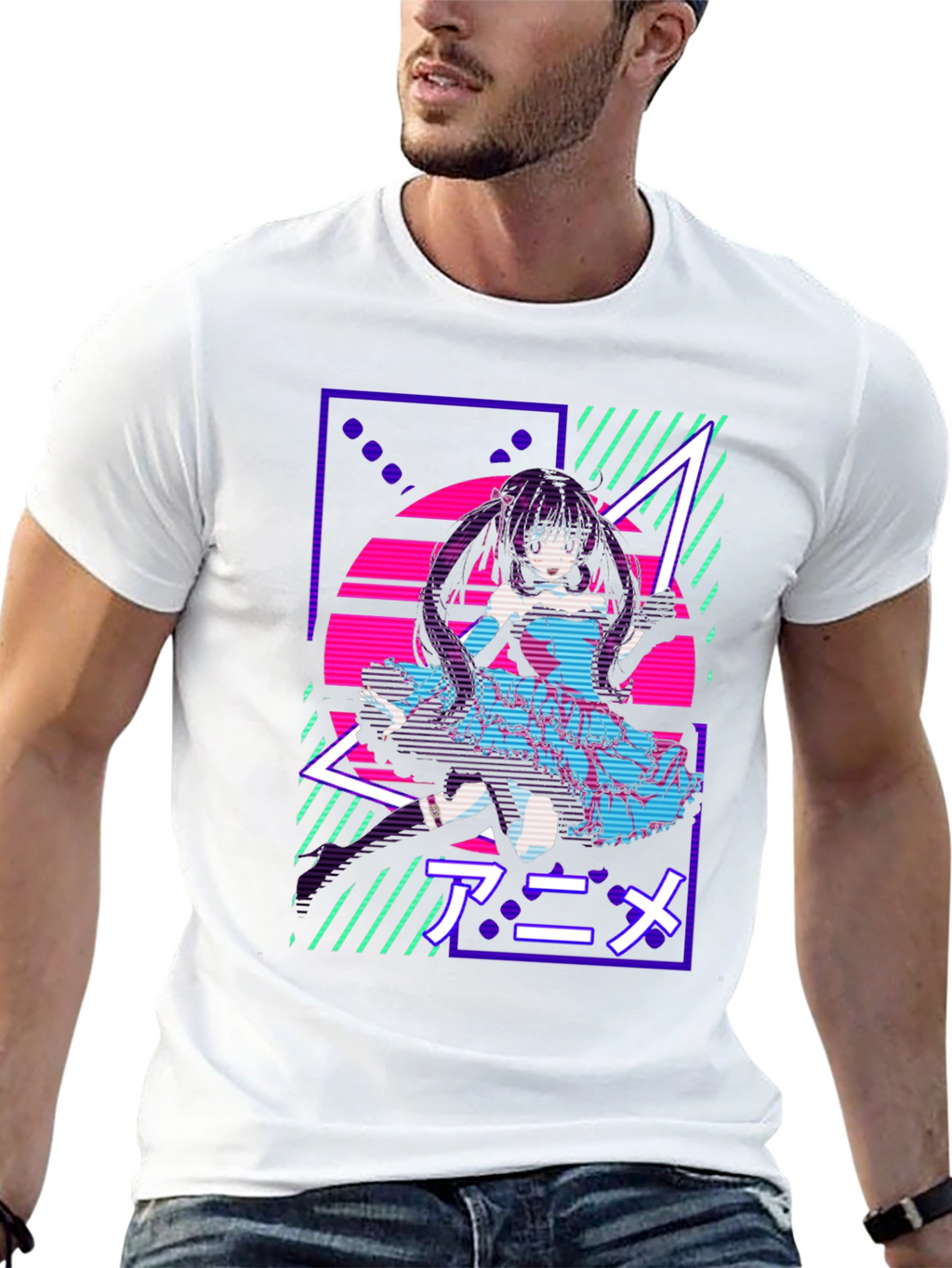 Anime Girl Retro T-Shirt - Vaporwave Design
