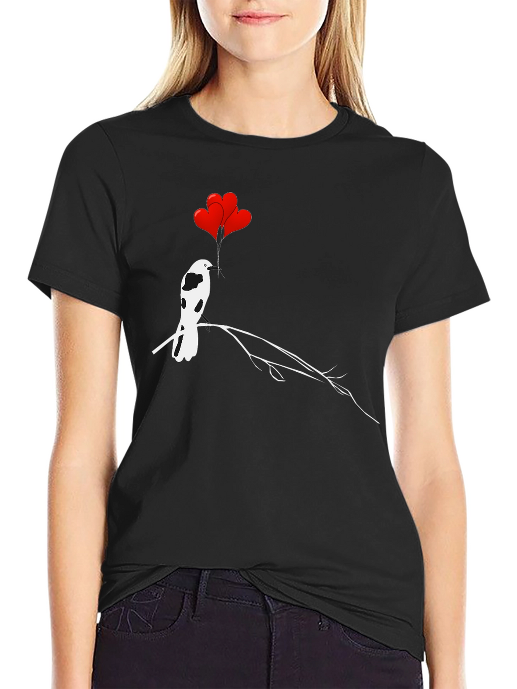 Bird with Heart Balloons Graphic Tee