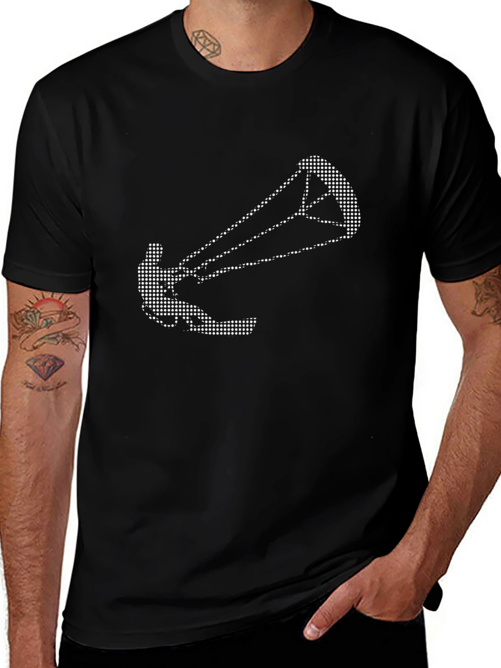 Kitesurfing Graphic Tee - Black Cotton T-Shirt