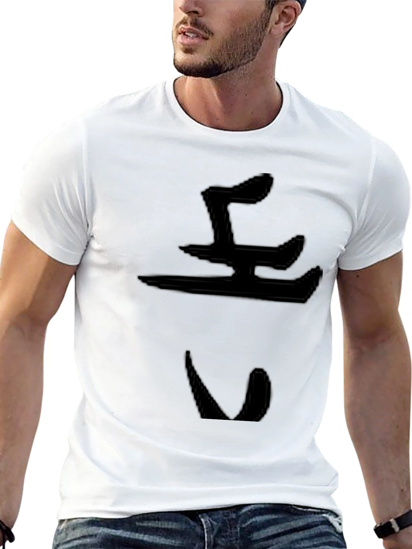 Black T-Shirt with Abstract Design