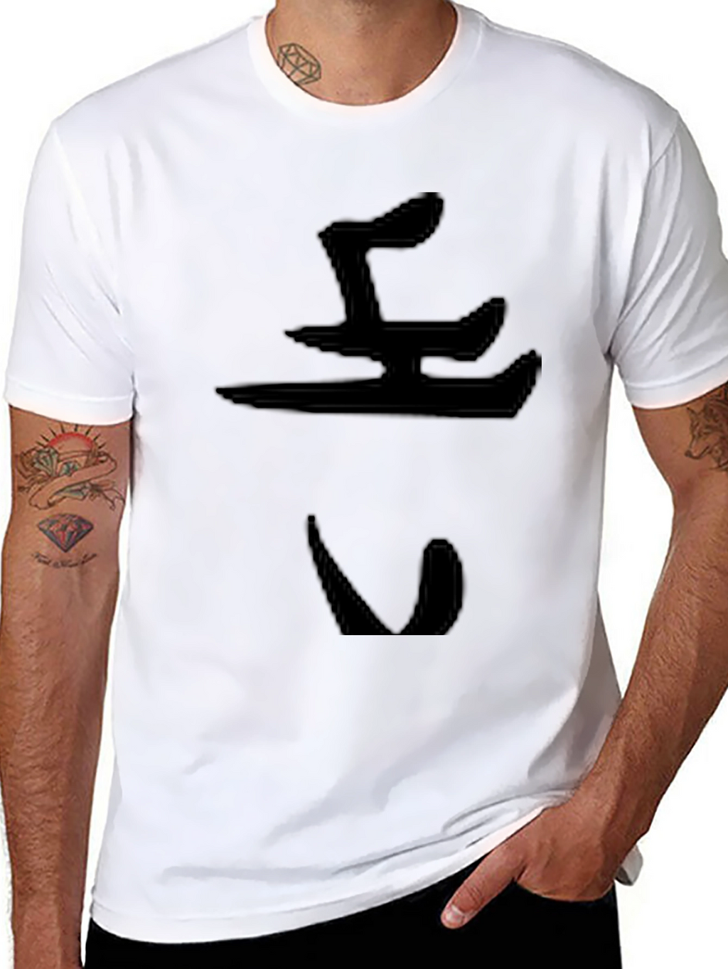 Black T-Shirt with Abstract Design