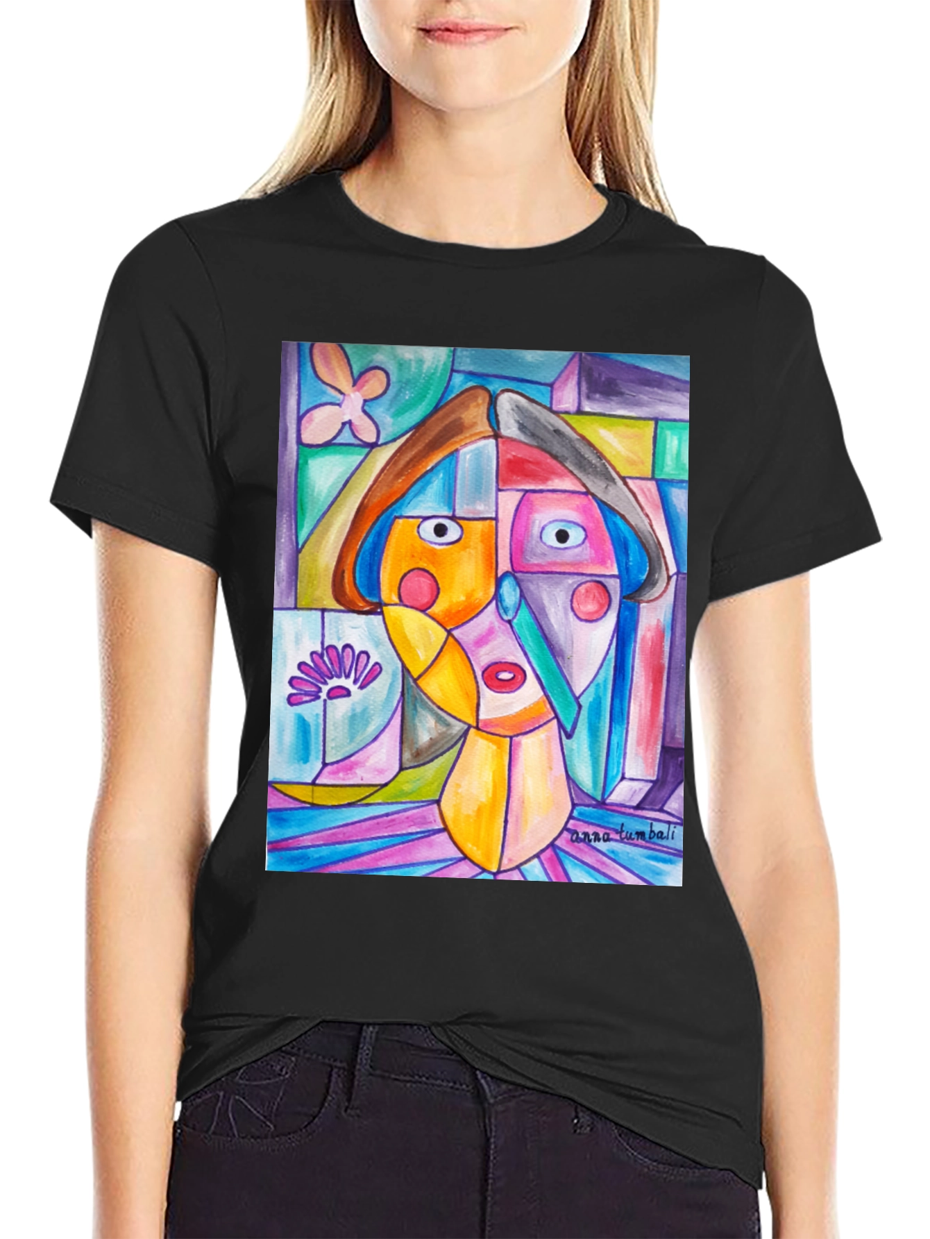 Abstract Art Print Black T-Shirt