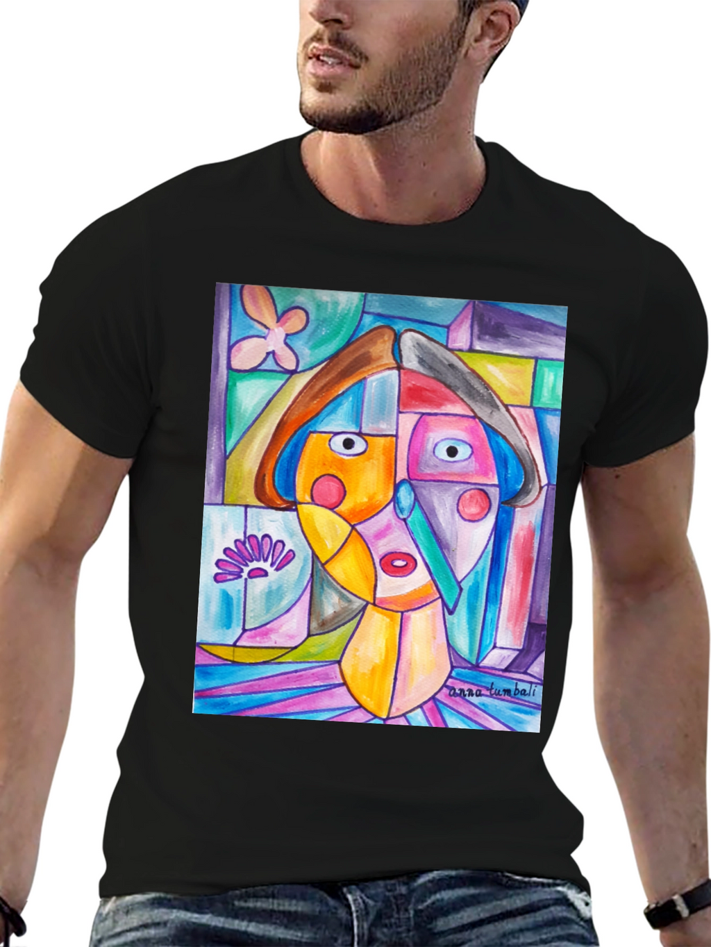 Abstract Art Print Black T-Shirt