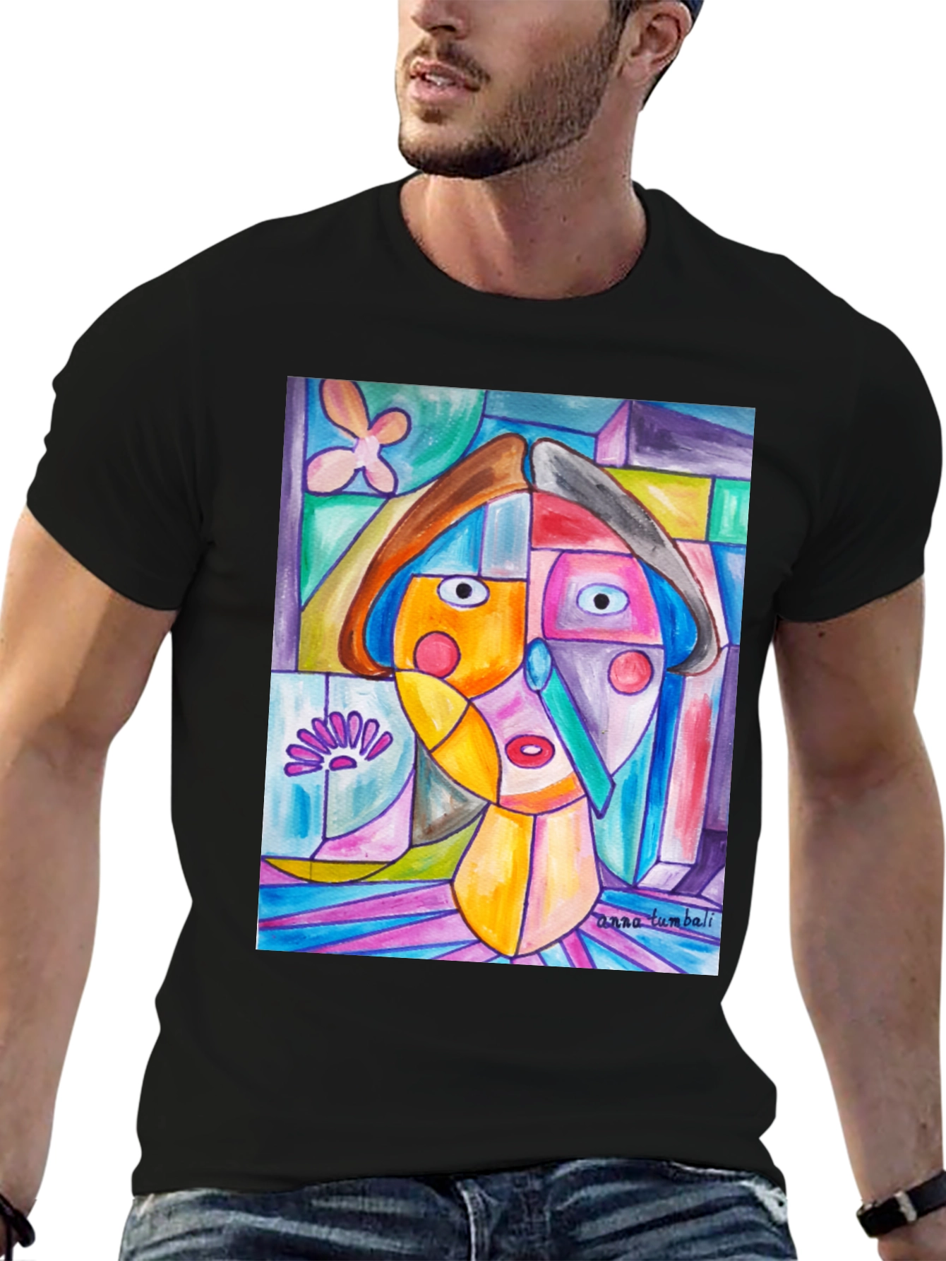 Abstract Art Print Black T-Shirt