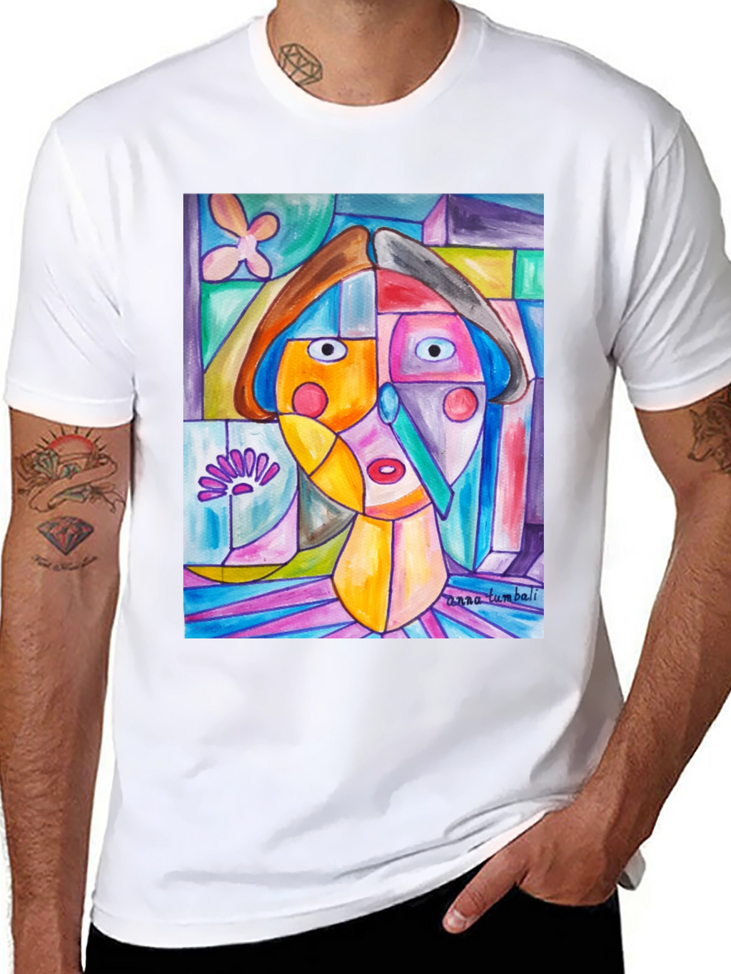 Abstract Art Print Black T-Shirt