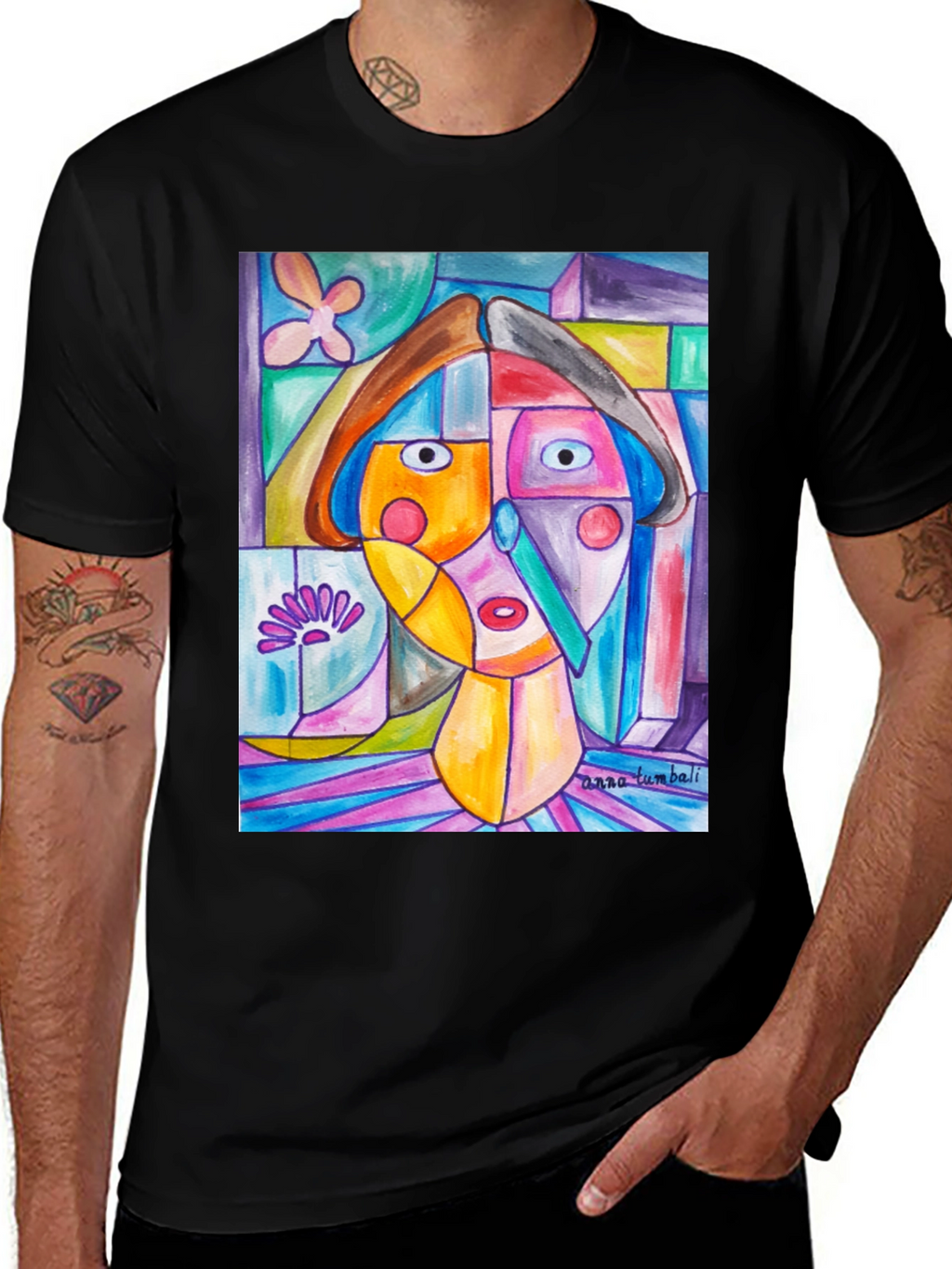 Abstract Art Print Black T-Shirt