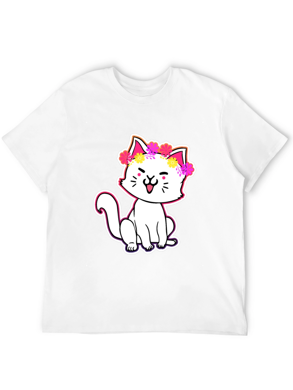 Cute Cat in Flowers Graphic Tee