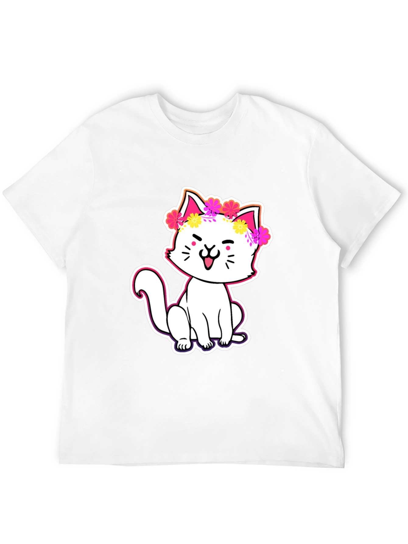 Cute Cat in Flowers Graphic Tee