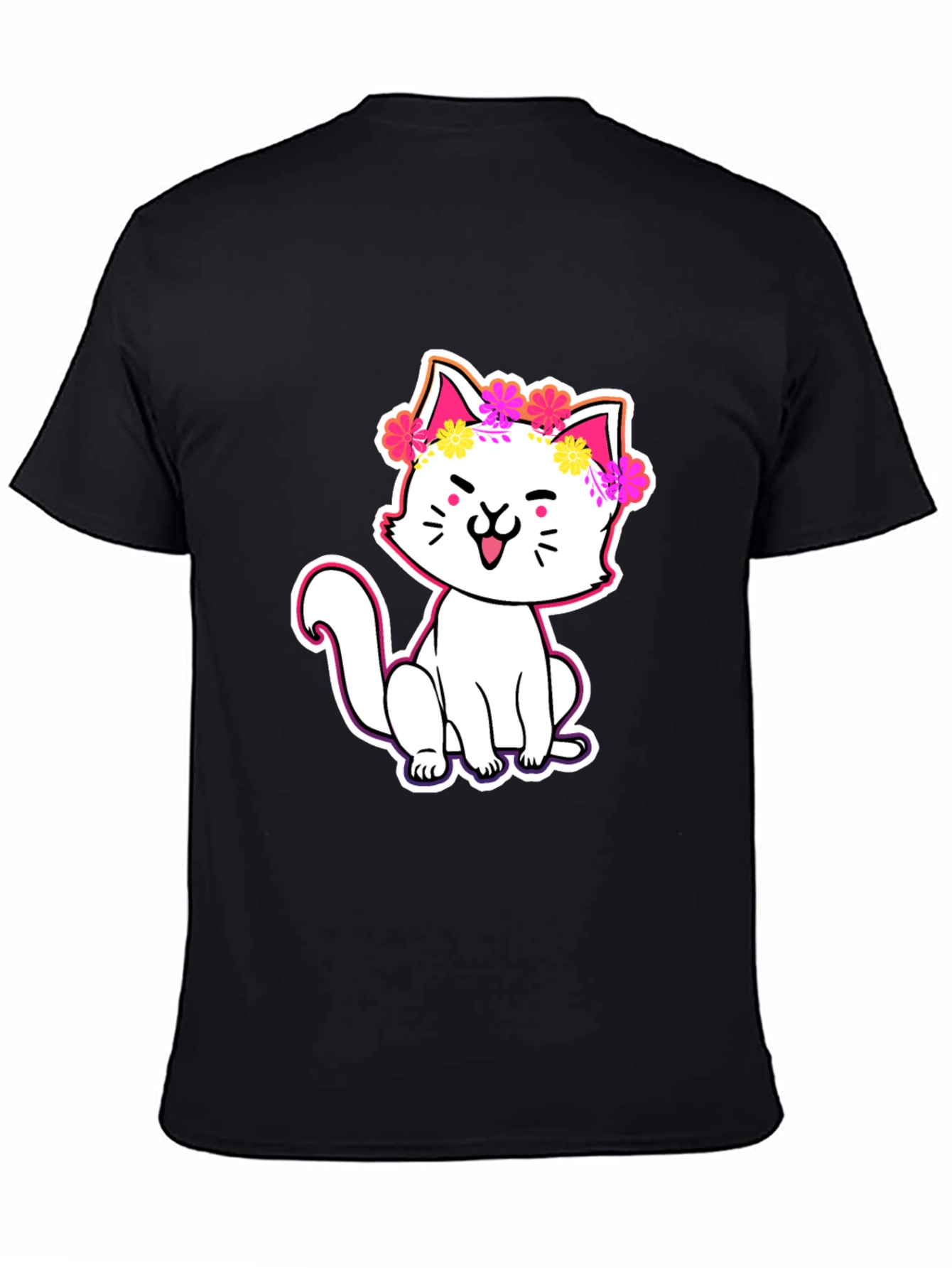 Cute Cat in Flowers Graphic Tee