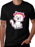 Cute Cat in Flowers Graphic Tee