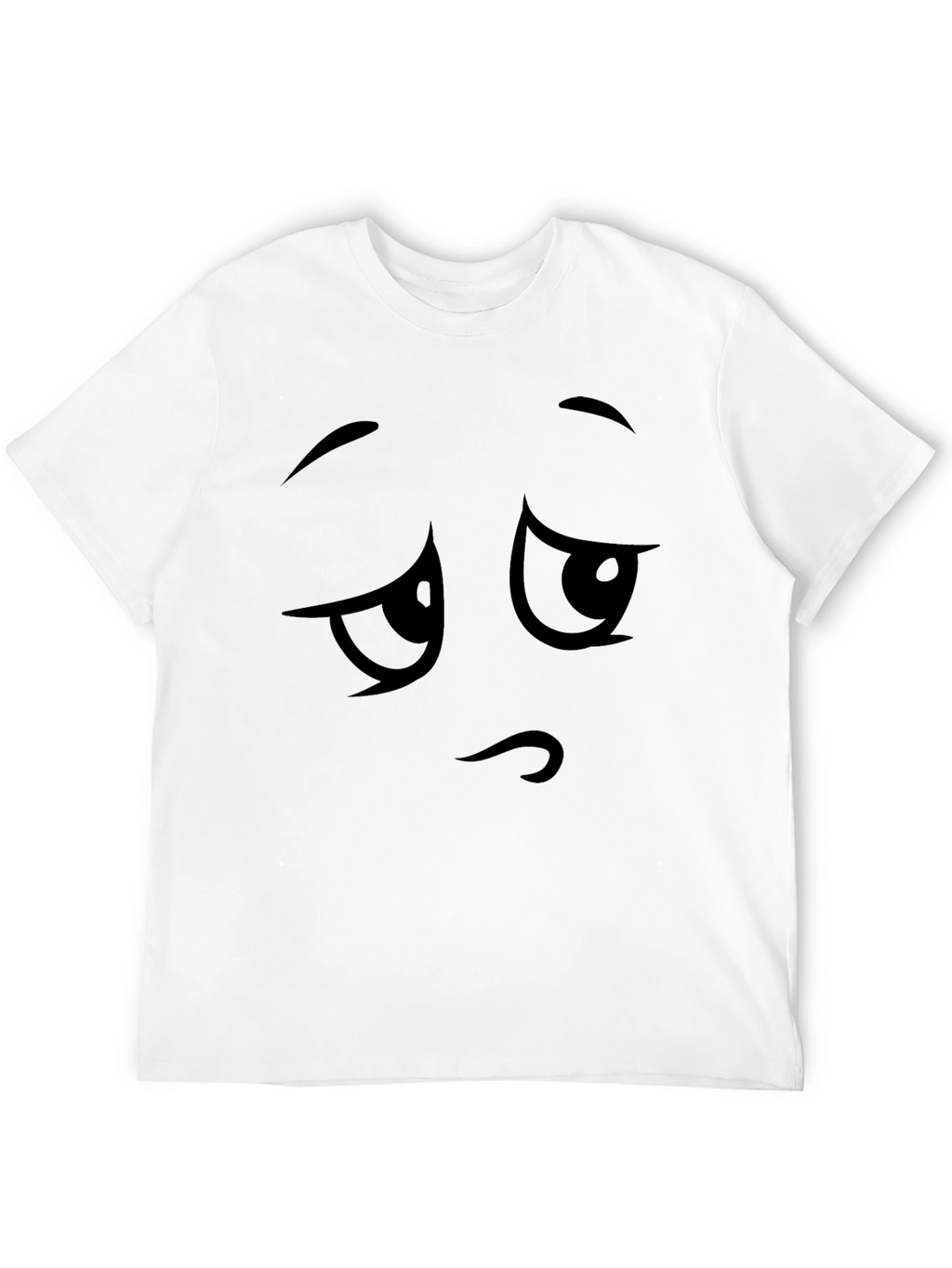 Sad Face Graphic Tee - Black Cotton T-Shirt