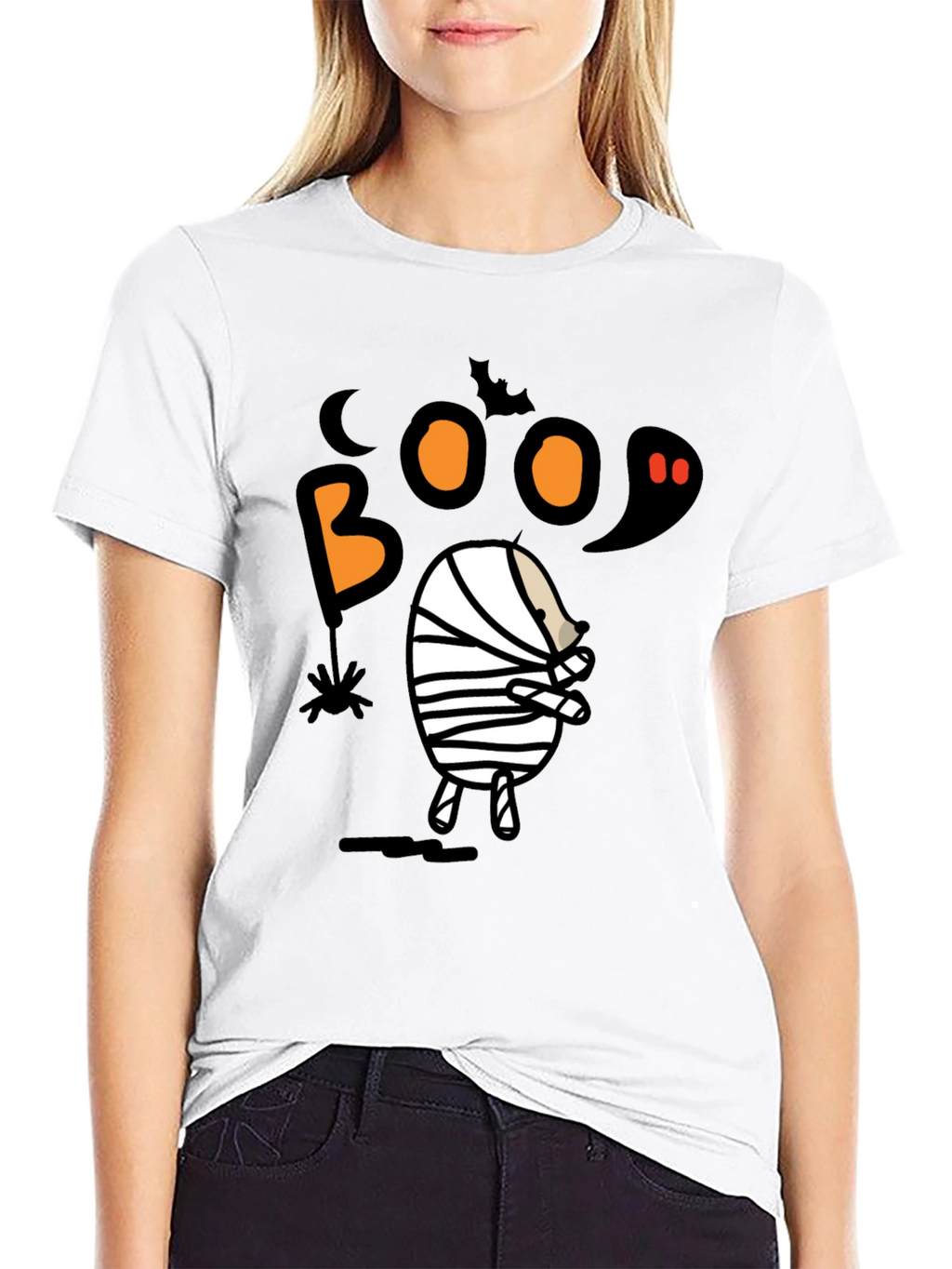 Boo Halloween Mummy Graphic T-Shirt