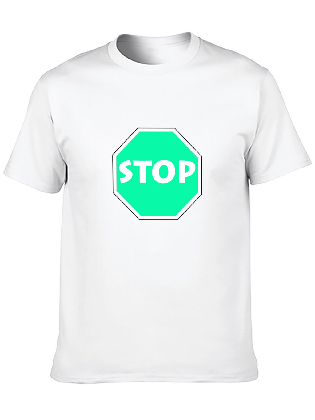 Stop Sign Graphic Tee - Black Cotton T-Shirt
