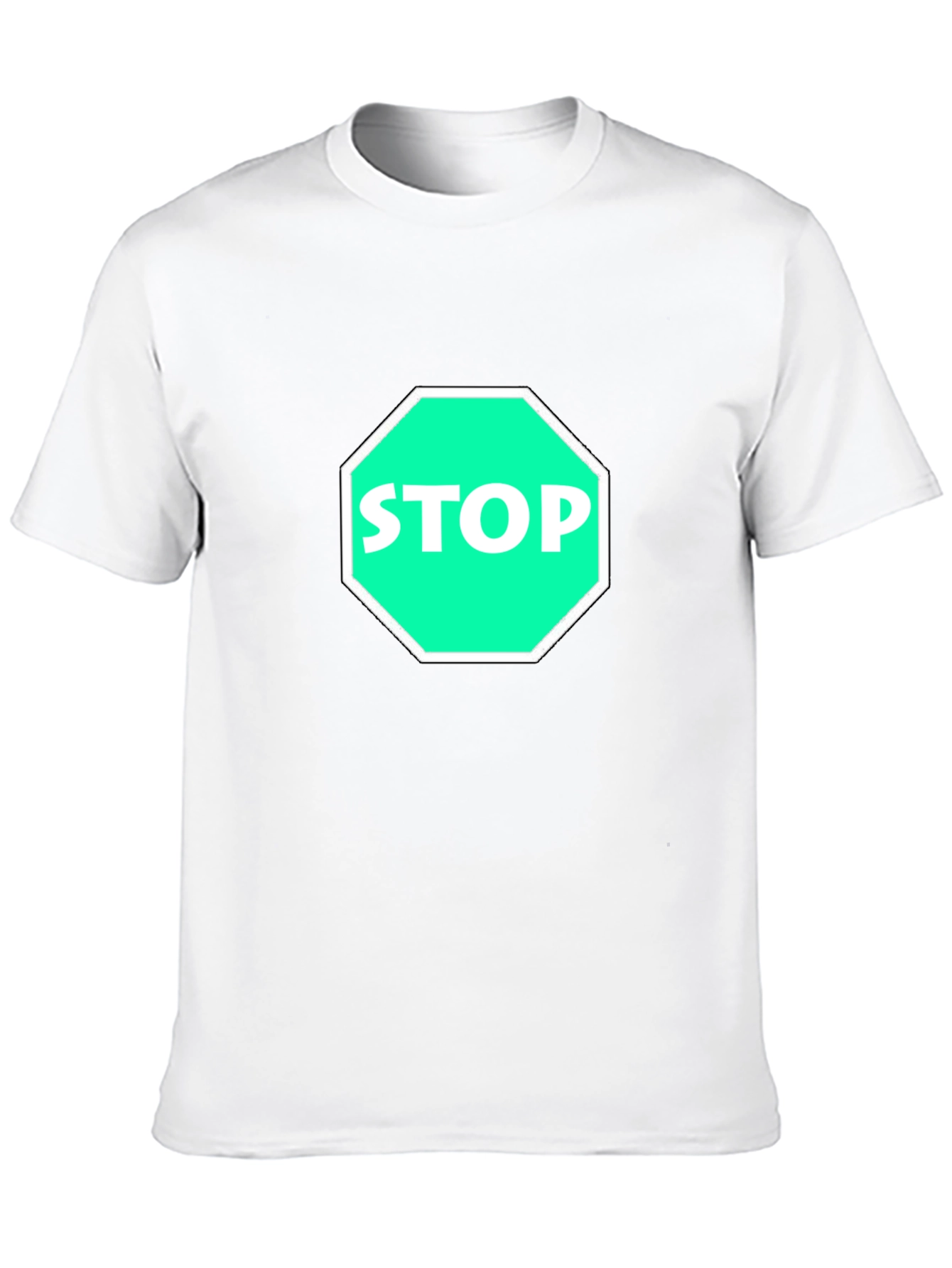 Stop Sign Graphic Tee - Black Cotton T-Shirt