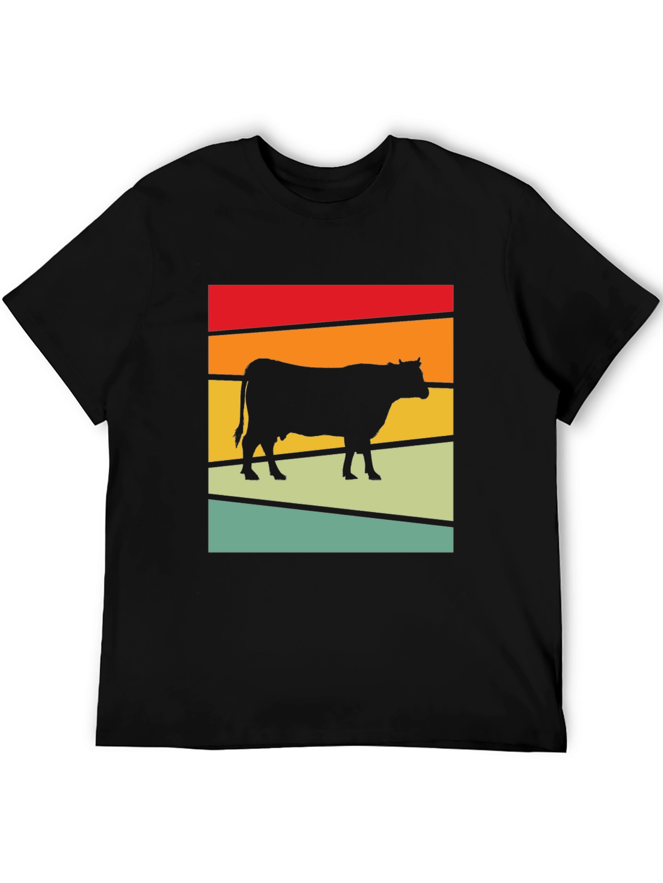 Retro Cow Graphic Tee - Farm Animal T-Shirt