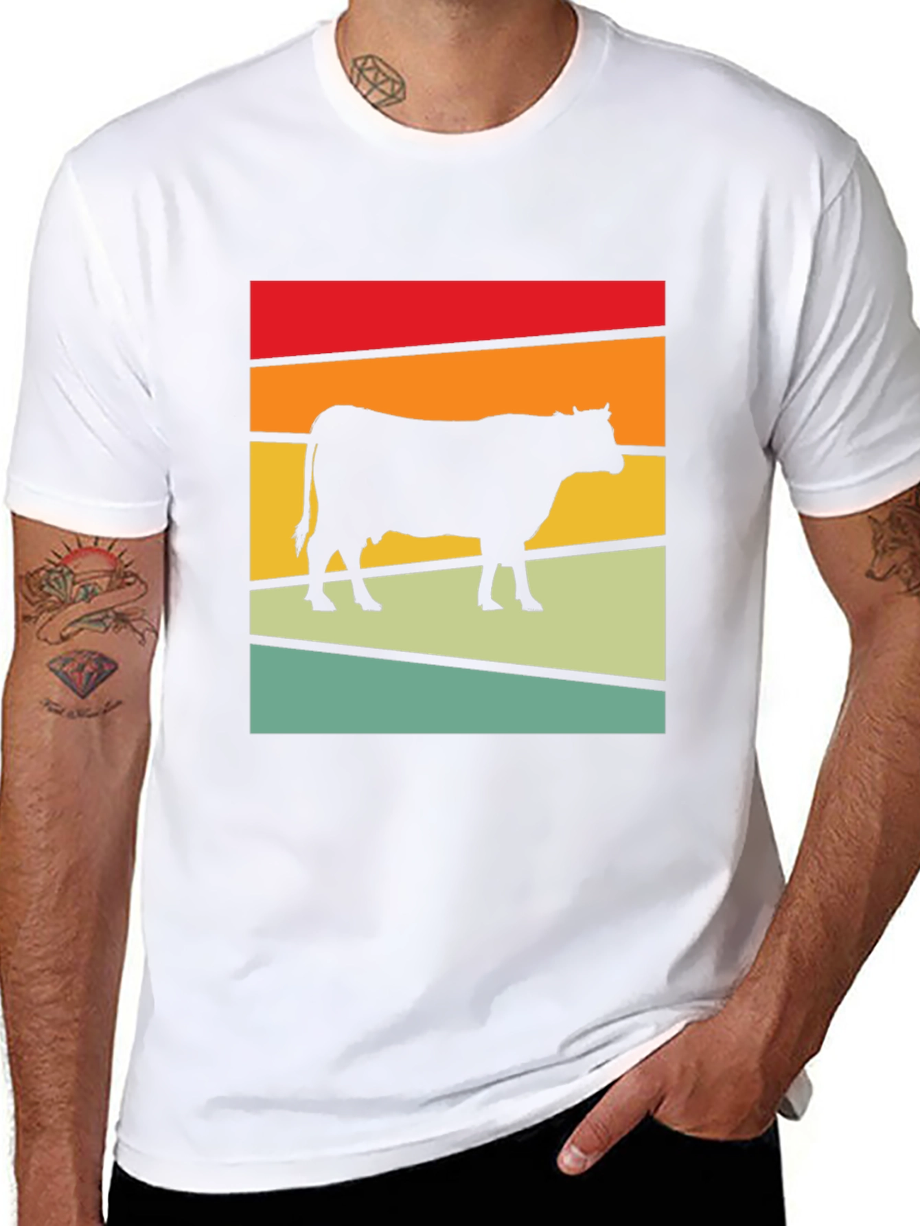 Retro Cow Graphic Tee - Farm Animal T-Shirt