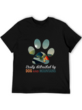 Dog Paw Print Camping T-Shirt: Easily Distracted