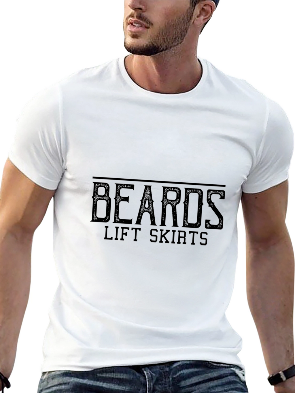 Beards Lift Skirts Graphic Black T-Shirt