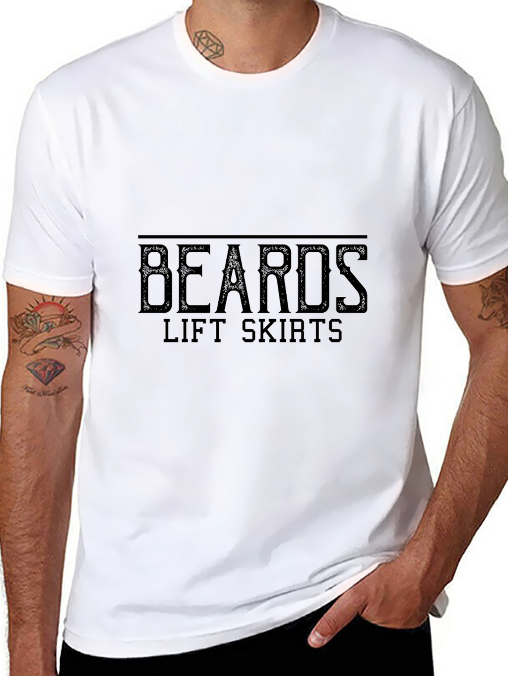 Beards Lift Skirts Graphic Black T-Shirt