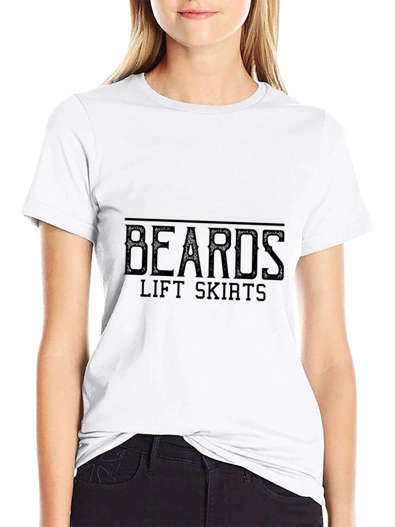 Beards Lift Skirts Graphic Black T-Shirt