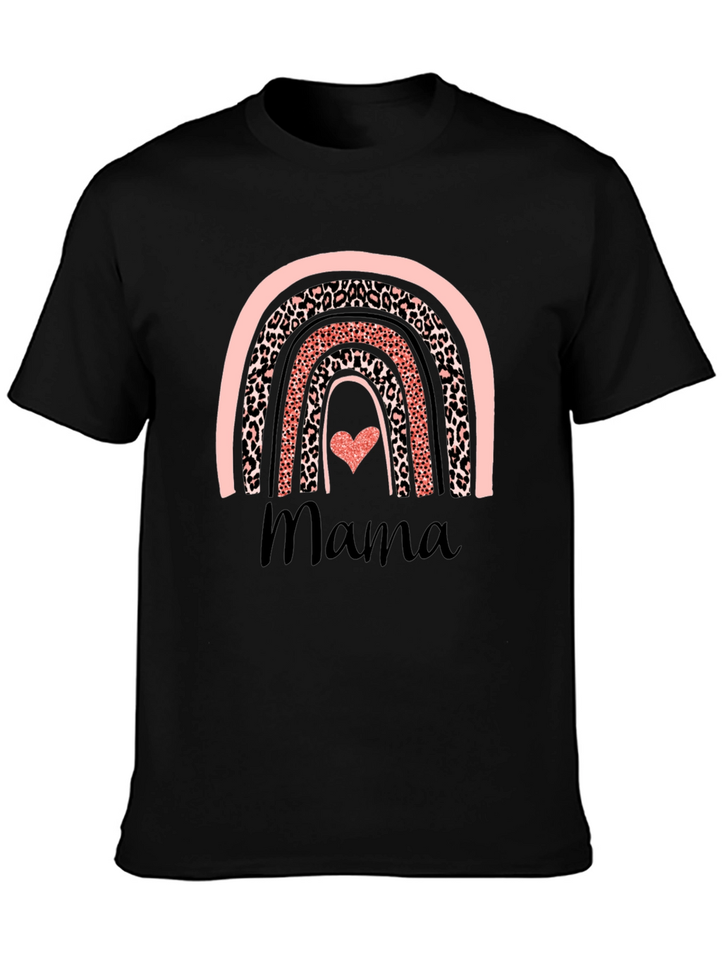 Mama Rainbow Leopard Print T-Shirt