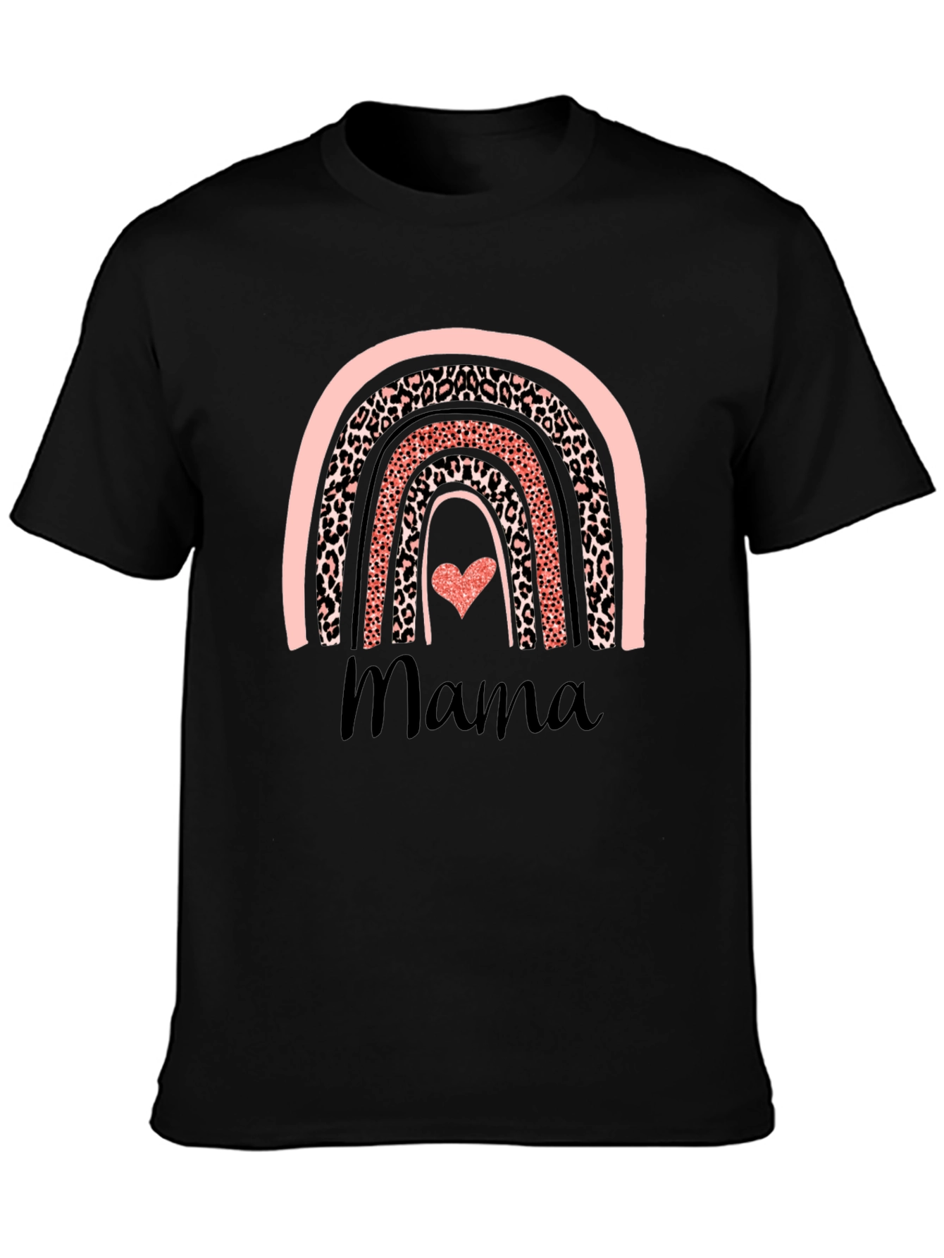 Mama Rainbow Leopard Print T-Shirt