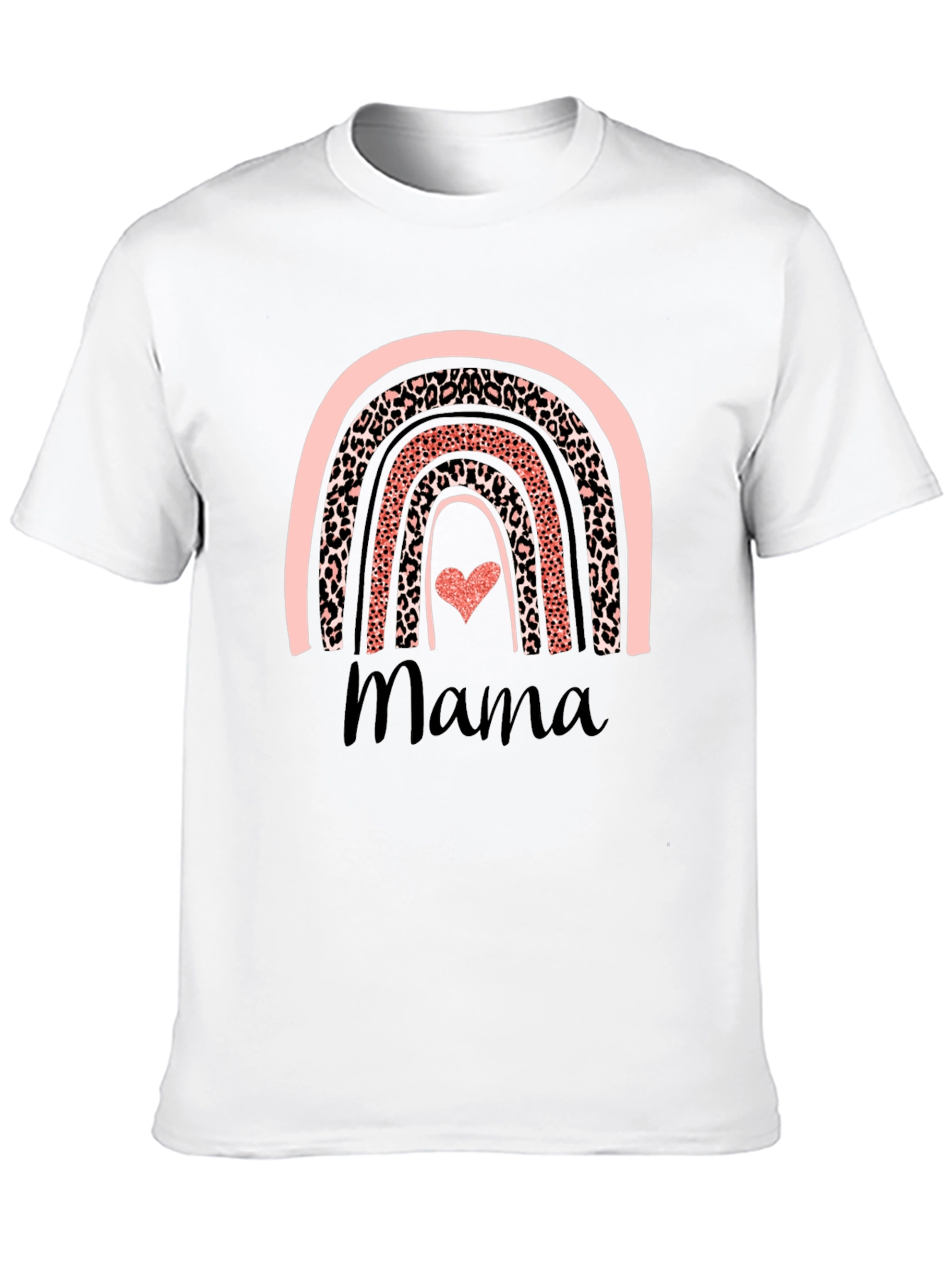 Mama Rainbow Leopard Print T-Shirt