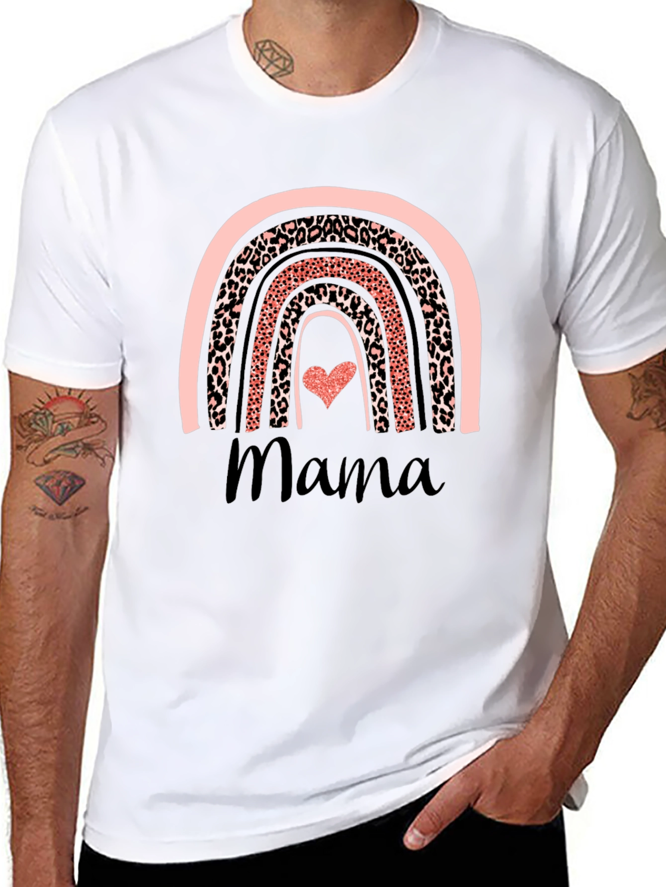 Mama Rainbow Leopard Print T-Shirt