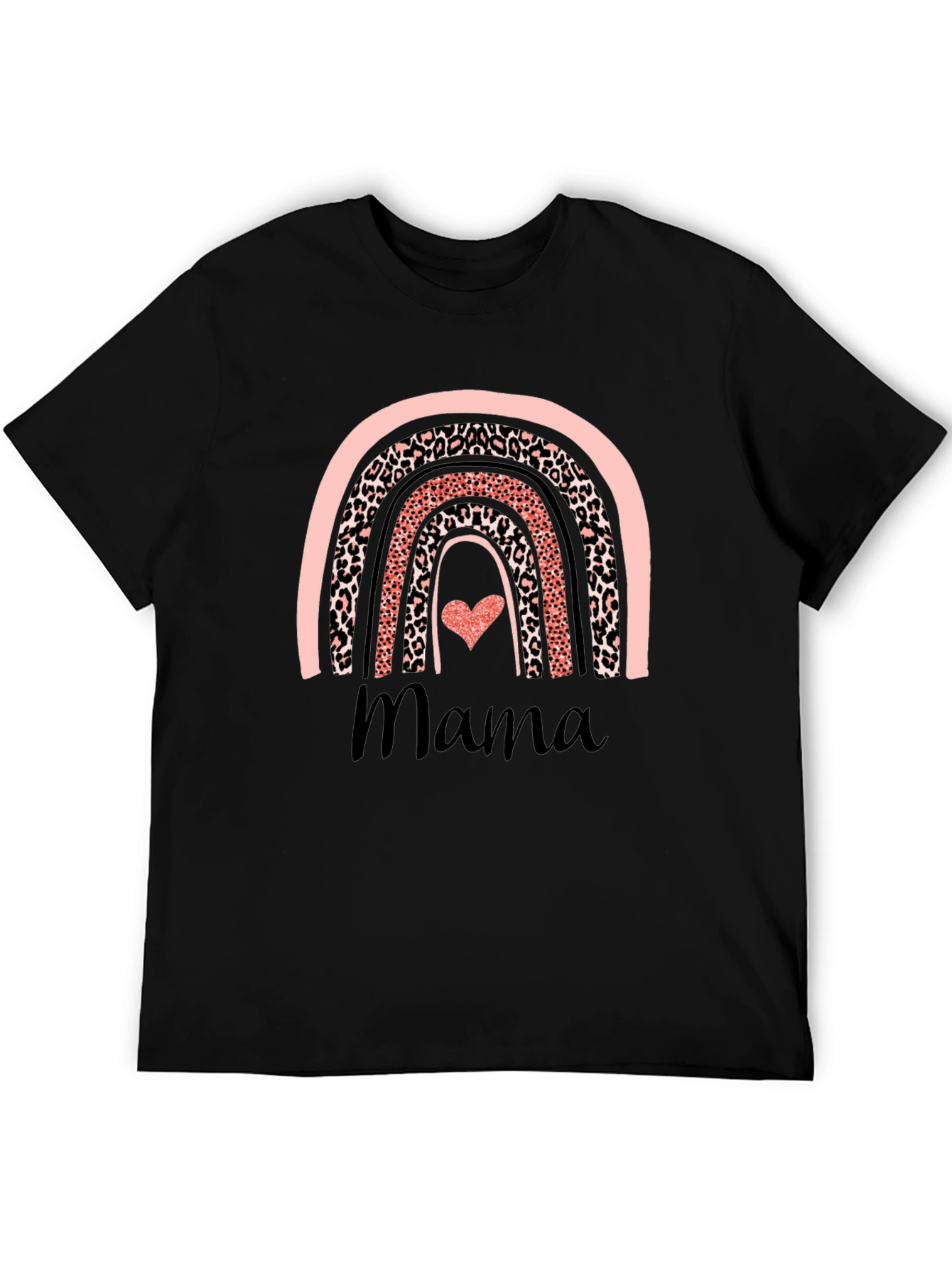 Mama Rainbow Leopard Print T-Shirt
