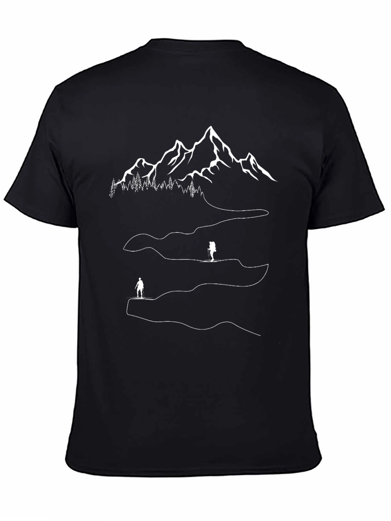 Mountain Hiking Graphic Tee - Black