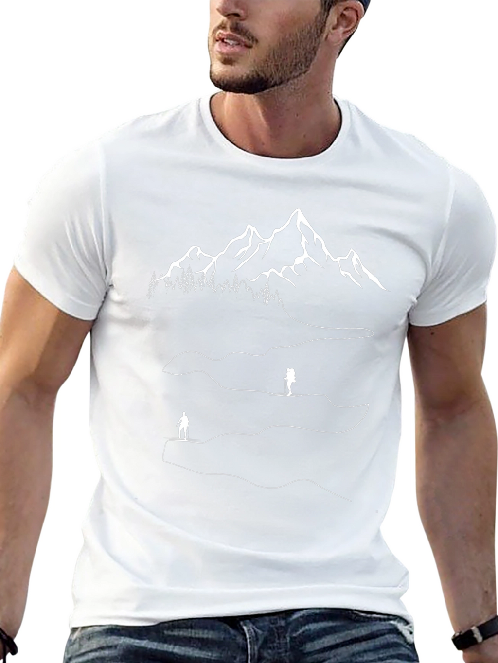 Mountain Hiking Graphic Tee - Black