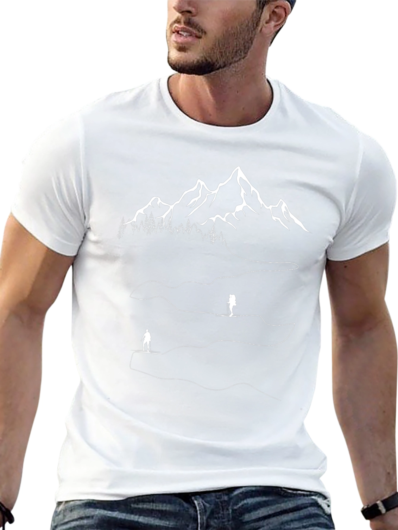 Mountain Hiking Graphic Tee - Black